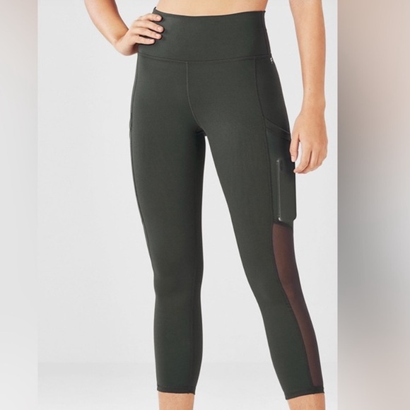 Fabletics PowerHold Legging, High Rise, pockets, sheer panels, 7/8 length, Small - Picture 2 of 5